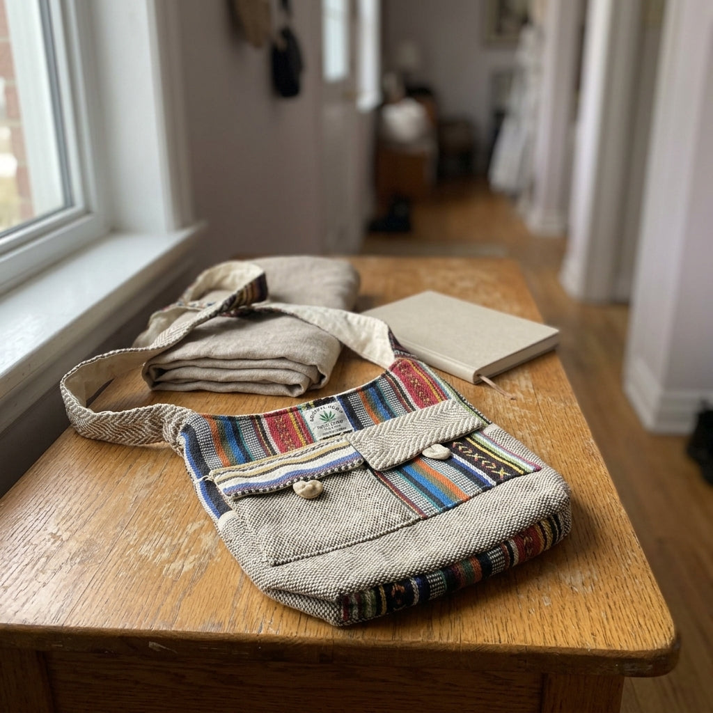 Handmade Hemp Crossbody Bag | Boho Hippie Ethnic Shoulder Bag