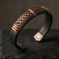 Artisan Mixed Metal Copper & Leather Magnetic Cuff