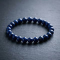 Natural Lapis Lazuli Beaded Stretch Bracelet | Genuine Deep Blue Gemstone Prayer Beads | Unisex Crystal Healing Jewelry for Throat Chakra, Wisdom, & Strength