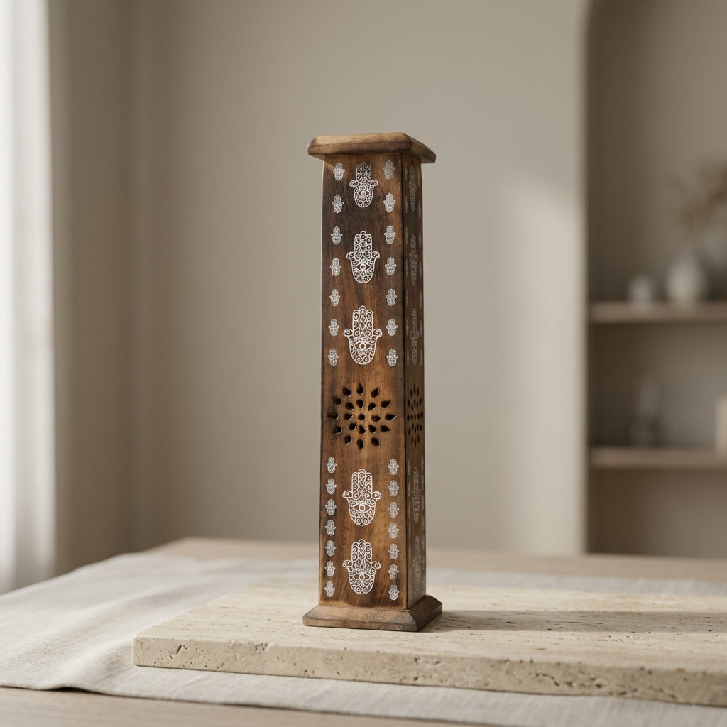 Hamsa Wood Incense Tower