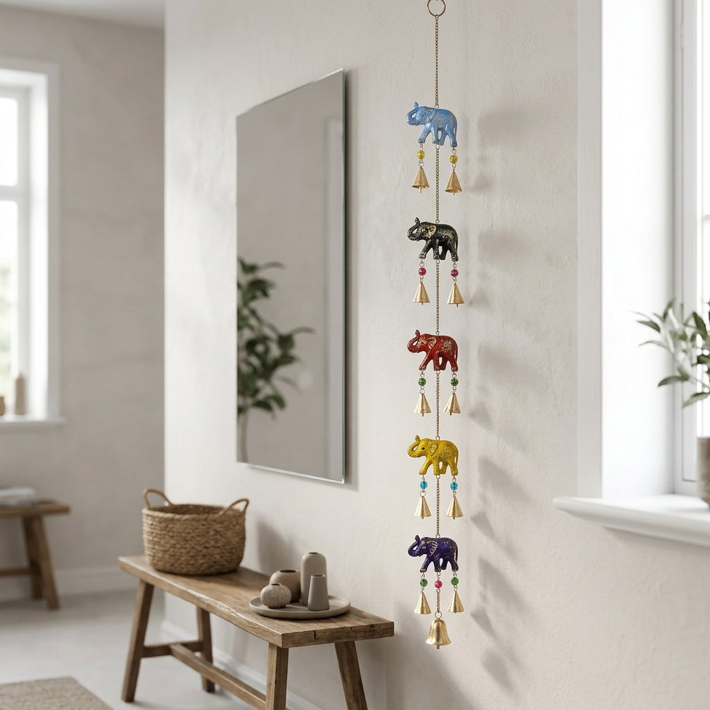 Sacred Elephant Multi-Tier Hanging Brass Bells
