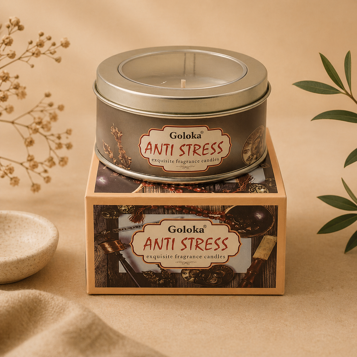 Anti Stress Travel Tin Candle 2.4 oz – Calming Aromatherapy Candle for Relaxation & Peace